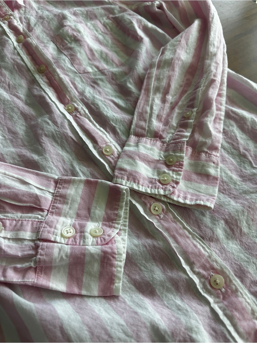 J. Crew Pink and White Striped button down Shirt Lightweight Cotton - Picture 14 of 16